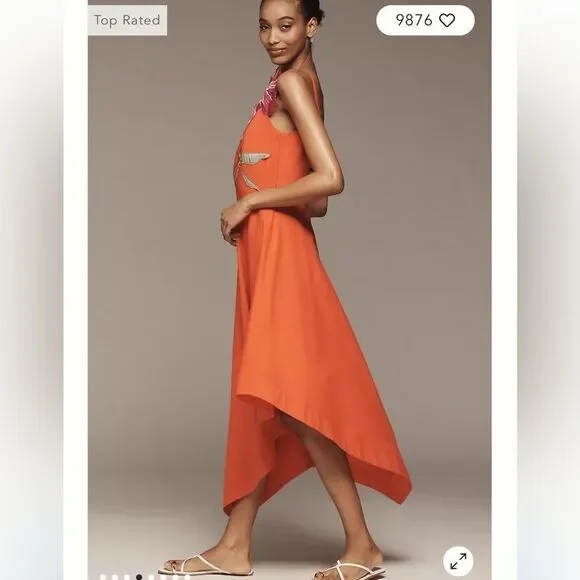 Yukiko Noritake x Anthropologie Asymmetric Floral Midi Dress